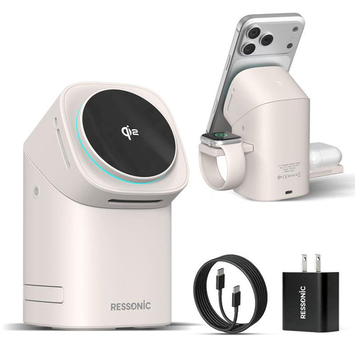 RESSONIC 3-in-1 Wireless Charger, Qi2 15W Fast Charge for iPhone Watch AirPods