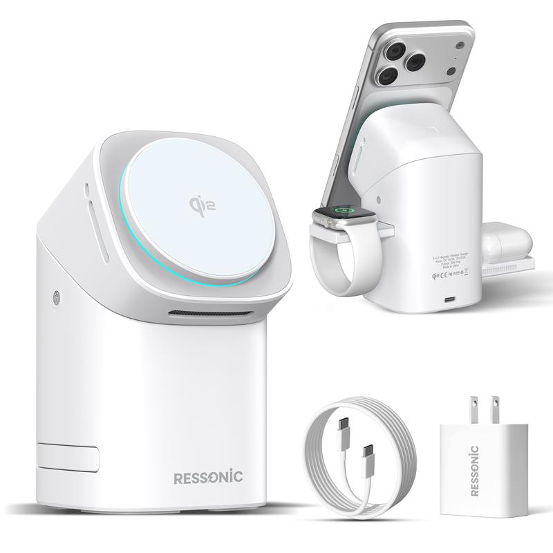 RESSONIC 3-in-1 Wireless Charger, Qi2 15W Fast Charge for iPhone Watch AirPods