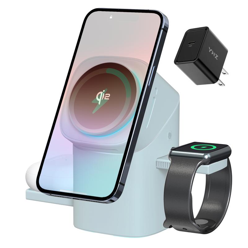 RESSONIC 3-in-1 Wireless Charger, Qi2 15W Fast Charge for iPhone Watch AirPods