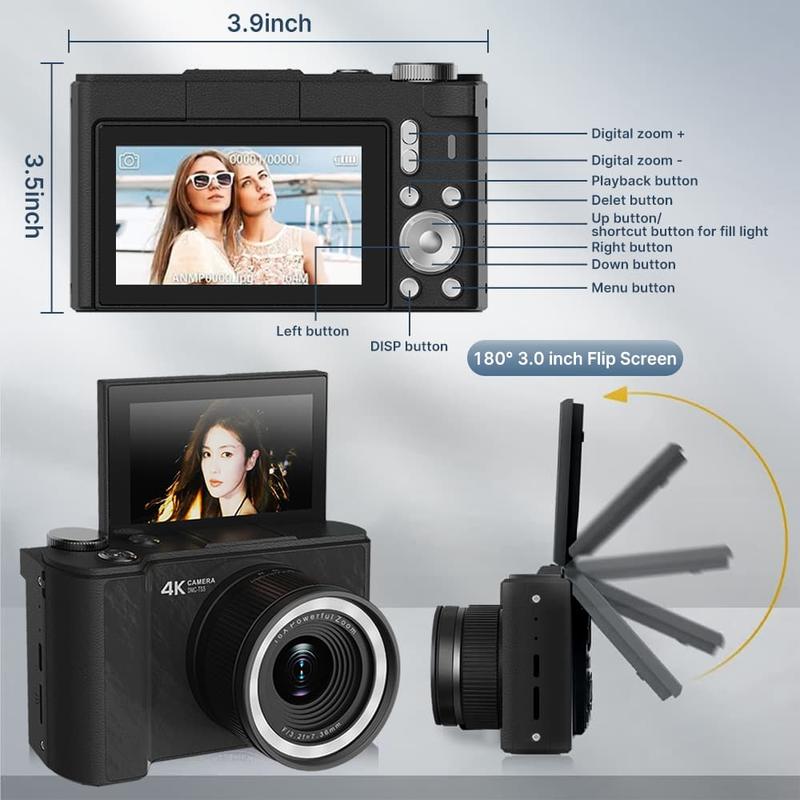 4K Digital Camera with Flip Screen